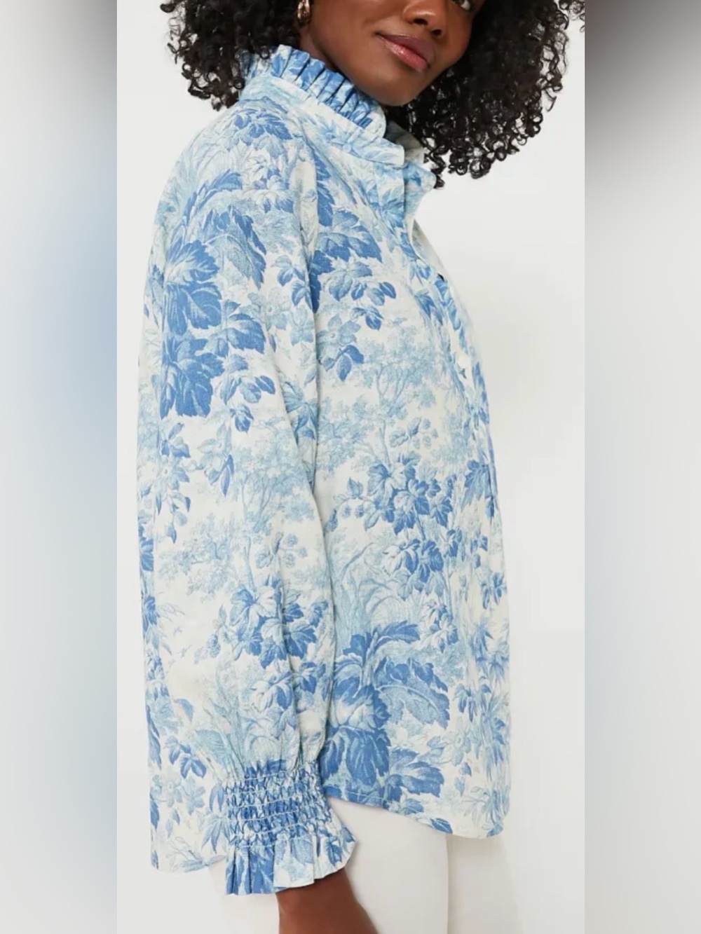 Hyacinth House Tuckernuck Misty Blue Toile Tegan Popover.  Sz Small - Picture 3 of 15